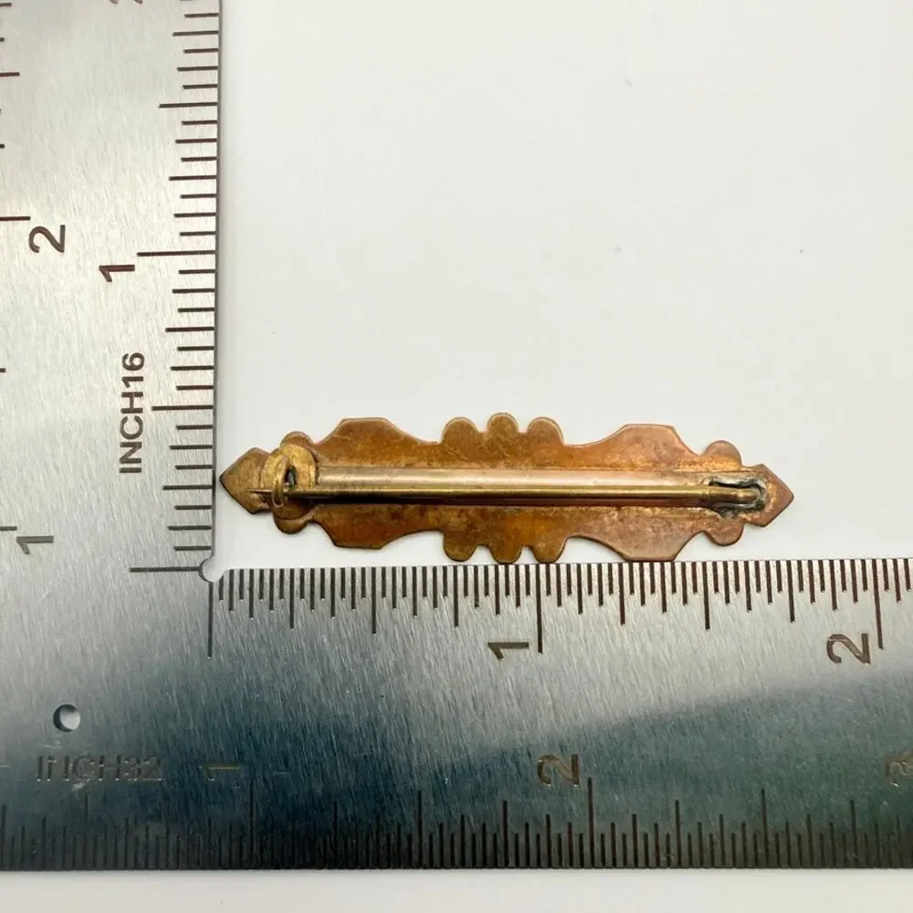 Antique Victorian Rose Gold Filled Leaf Brooch Engraved Foliate Bar Pin